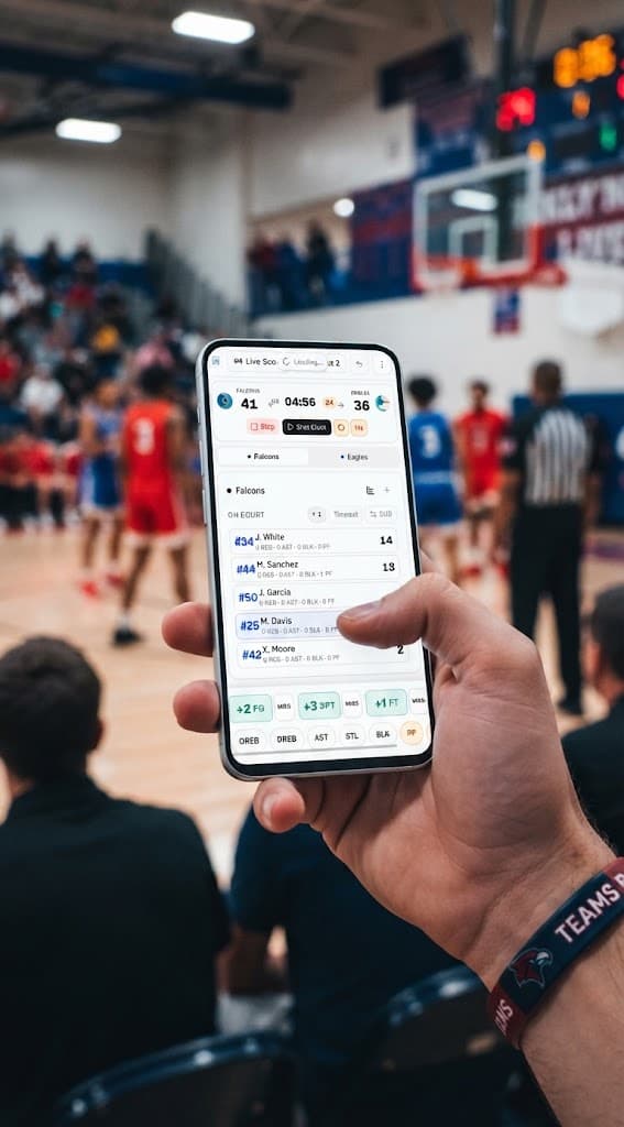 ScoreKit score editor on a phone courtside